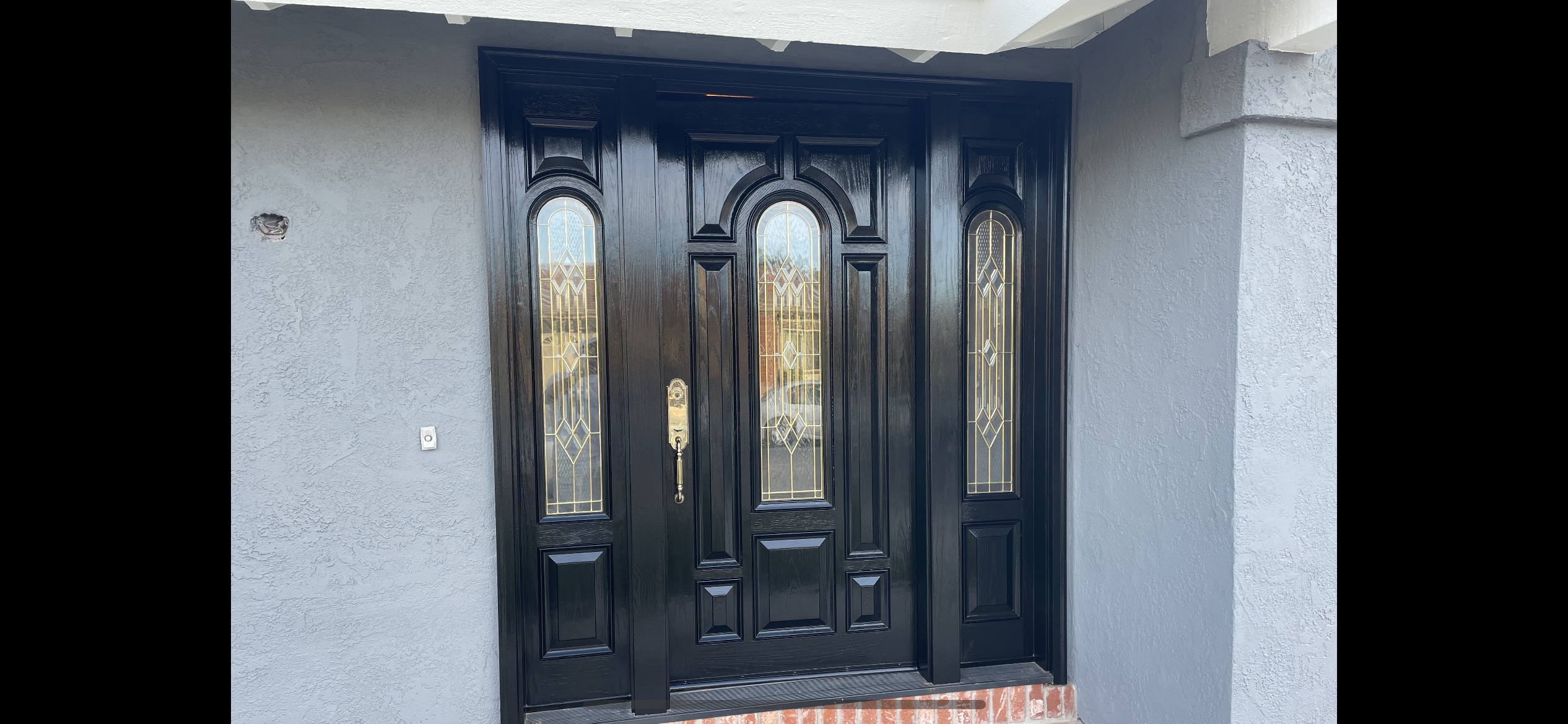 Before image by extreme painting for Front door refinishing at a Santa Clarita home.